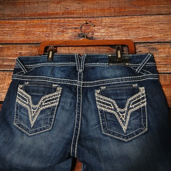 Vigoss Jeans Plus Size 20 Dublin Capri Low Rise Embellished Dark Denim Stretch - Picture 5 of 11